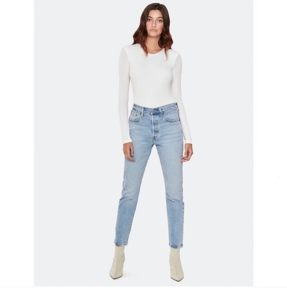 Levi's 501 Straight High Rise Blue Jeans - Picture 11 of 13